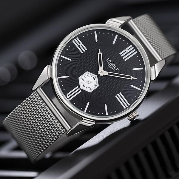 

wristwatches magnet stainless steel mesh band men watch yazole brand simple quartz wrist watches male clock reloj hombre zegarek meski, Slivery;brown
