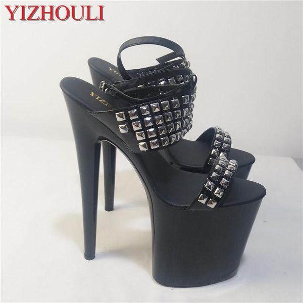 

the style willows with buckles, 20cm high stilettos, waterproof platform dance shoes sandals, Black
