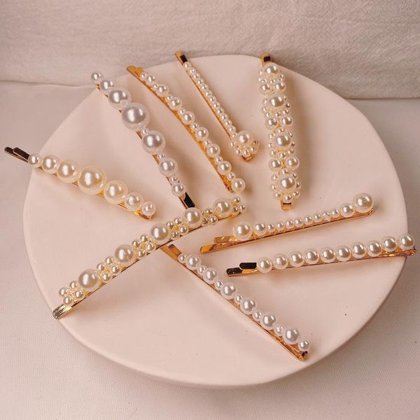 

hair clips & barrettes pearl hairpin headdress word clip handmade retro side accessory l bangs, Golden;silver