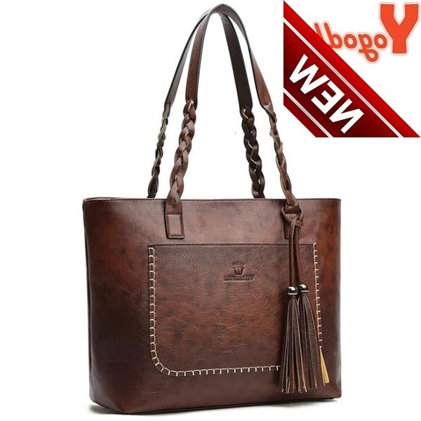 

yogodlns large capacity causal shoulder bags for women new fall leather fringe purse handbags retro tassel shopper tote
