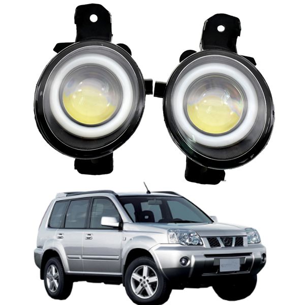 

2 x angel eye fog light assembly for nissan x-trail t30 2001-2006 car right + left led lens fog daytime running lamp drl 12v