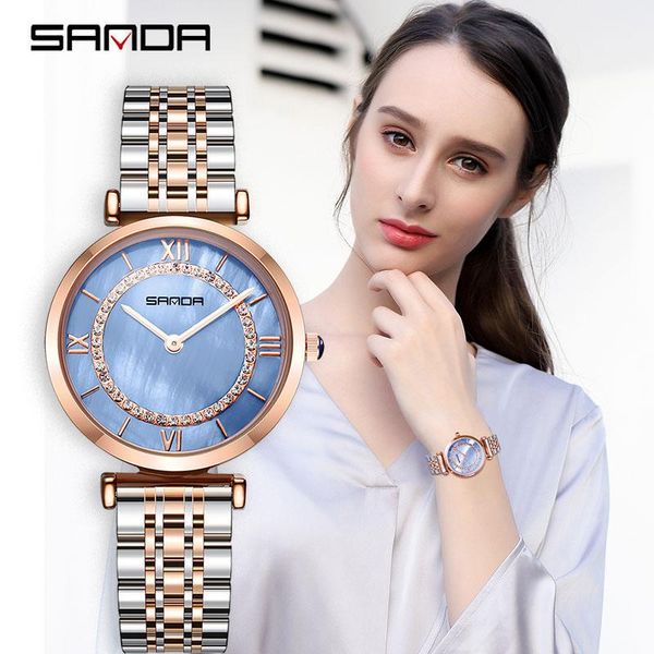 

wristwatches sanda super slim rose gold stainless steel watches women casual clock ladies wrist watch relogio feminino, Slivery;brown