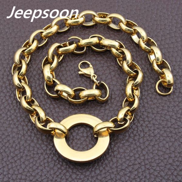 

necklaces pendants fashion stainless steel jewelry for woman round necklace chain multi-color choose jeepsoon ngegaebg, Silver