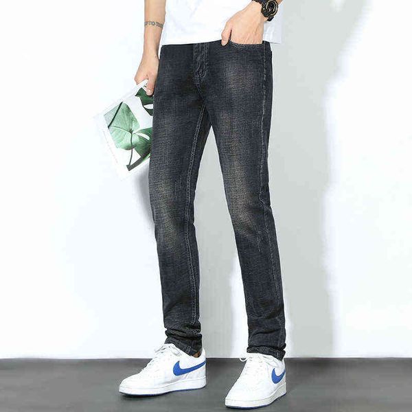 

men's jeans 2021 autumn jeans slim leggings korean fashion youth casual pants men's, Blue