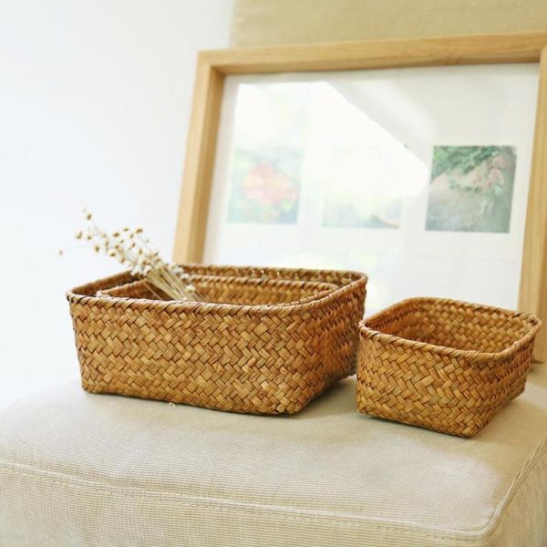 

storage baskets fine workmanship handmade straw dried flower fruit pot basket rattan box candy earphone organizer sundries home decor