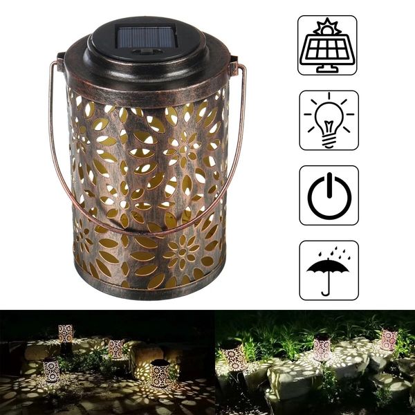 

led outdoor solar powered lantern garden lawn landscape light hanging lamp