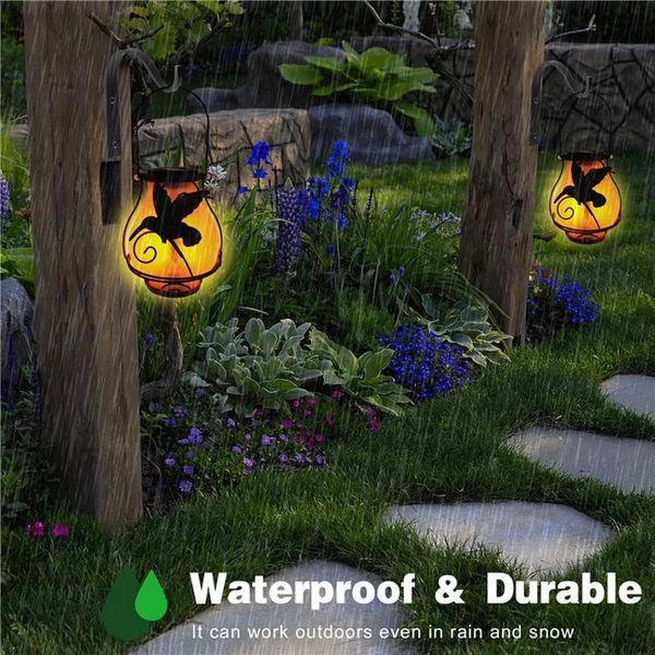 

solar lamps led retro lantern lamp simulation flicker flame light garden hanging lights outdoor yard pathway decoration lighting