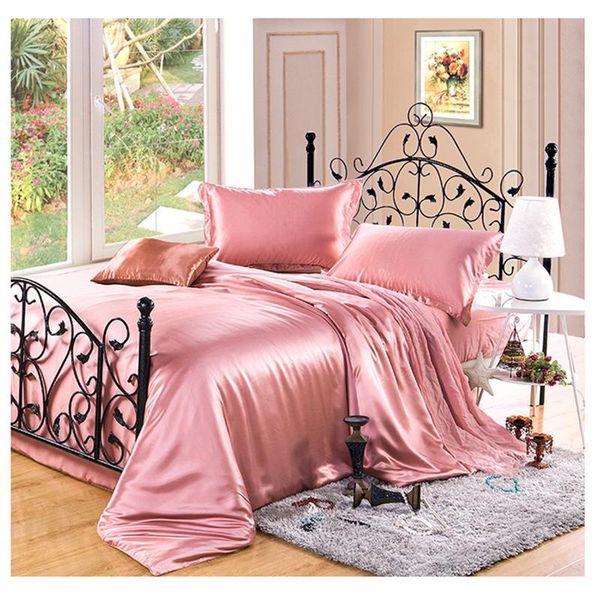 

bedding sets 100% pure mulberry silk set 3pcs duvet cover pillowcase plain dyed size multi multicolor