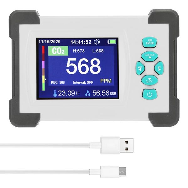

smart home control co2 detector monitor portable carbon dioxide meter with storage box support generate and export pdf file air quality test