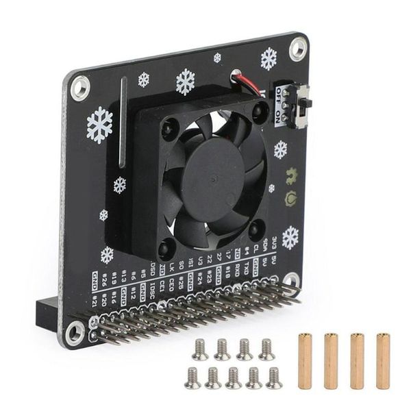 

lapcooling pads for raspberry pi 4 model b/3b+/3b intelligent control fan cpu led colorful board lcd expansion temperature x9g4