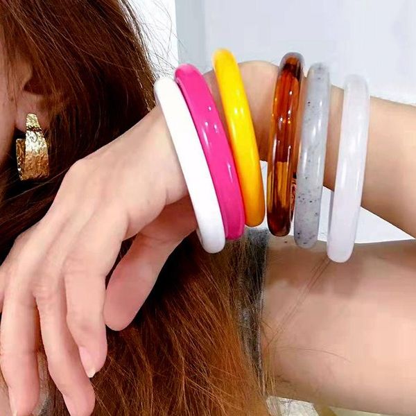 

bangle korean fashion colorful multicolor acrylic bracelet personality transparent tortoiseshell ring bangles for women, Black