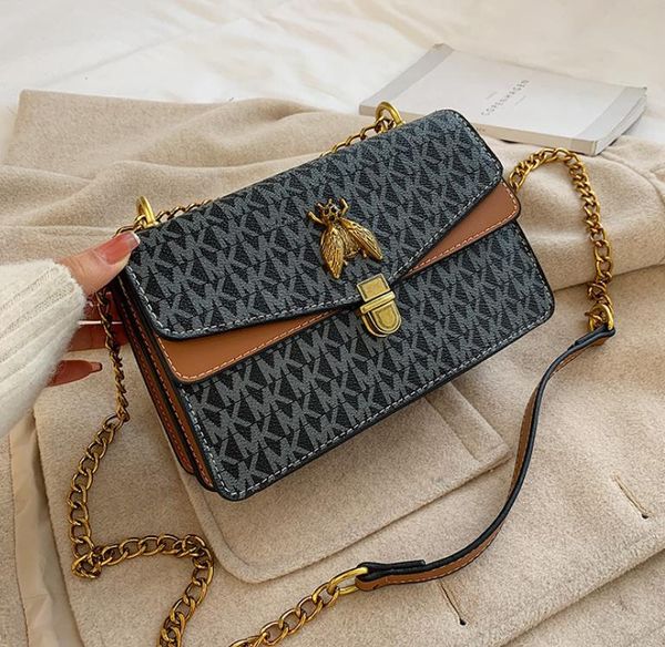 

retro female bags 2021 chain letter small square messenger bee shoulder bag