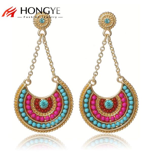 

dangle & chandelier bohemia ful crystal resin beads long dangling earrings for women lady gifts 2021 ethnic vintage jewelry, Silver