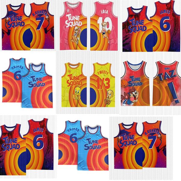 

space jam james jersey movie 23 michael 1 bugs bunny taz 13 tweety 22 bill murray 10 lola 2 d.duck basketball jerseys high quality, Black;red