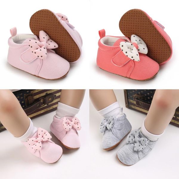 

first walkers cute bow baby boy girls winter warm cotton booties kids toddler slippers crib shoes