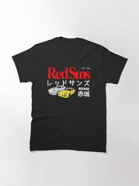

initial d akagi redsuns men's fashion short sleeve t shirt summer o-neck cozy breathable tee funny printed t-shirts, White;black