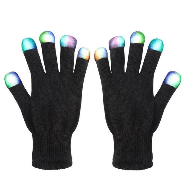 

wrist support 2 pcs led gloves color changing luminous flashing halloween skeleton stage costume christmas party event supply, Black;red