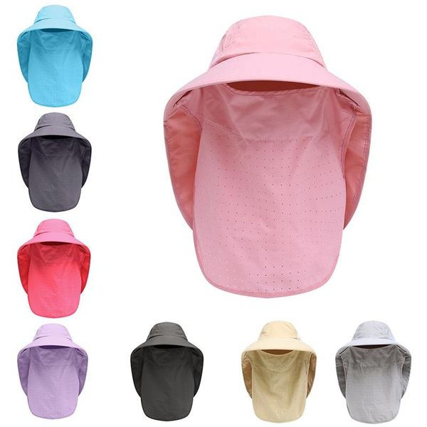 

outdoor flap cap wide brim sunshade foldable mesh sweatband neck cover bucket hat sportswear accessories fast drying hats *, Black;white