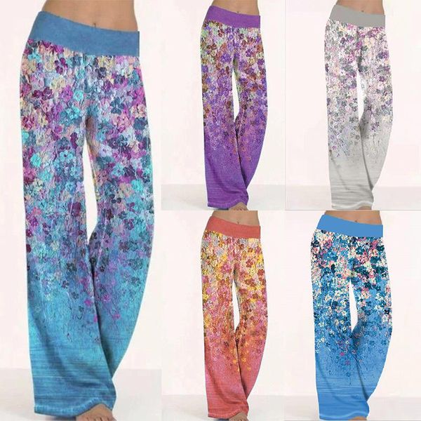 

spring/summer 2021 women's loose print yoga wide leg sports pants sport women fitness womens plus size outfit