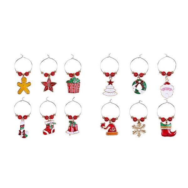 

christmas decorations 1 set wine cup decoration rings glass hanging pendants charms for xmas home table year goblet drink decor