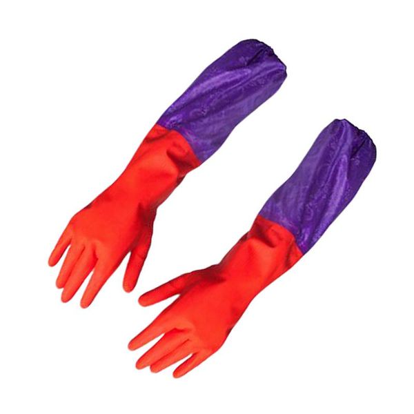 

disposable gloves 1 pair winter long warm waterproof rubber household cleaning dishwashing brushed washing clothes