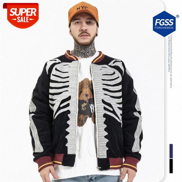 

autumn and winter japanese tide brand retro embroidery velvet bone suede jacket men loose #0v3u, Black