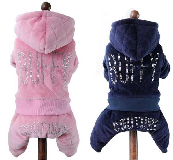 

dog apparel petalk dark blue/pink winter coat clothes thicken warm jumpsuit teddy outfit for small dogs puppy
