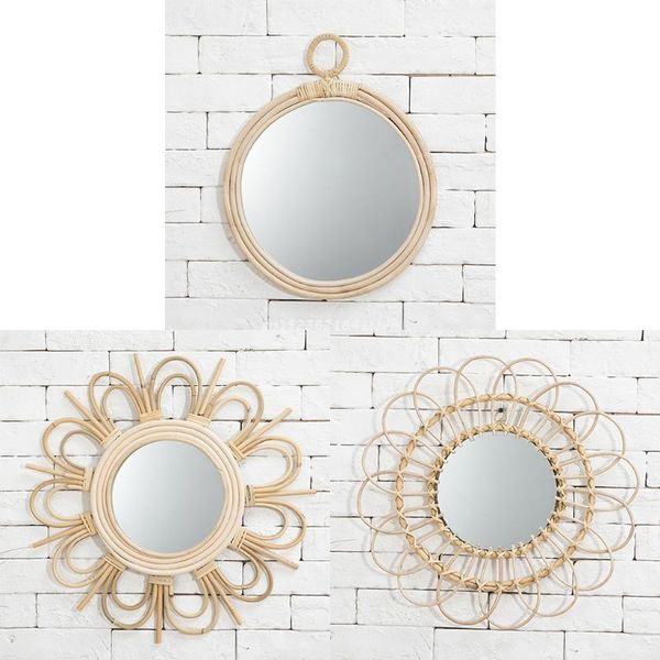

mirrors rattan innovative art homestay decoration makeup mirror dressing bathroom wall dropship
