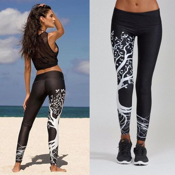 

women's pants & capris mesh pattern print leggings fitness for women sporting workout leggins elastic slim black white