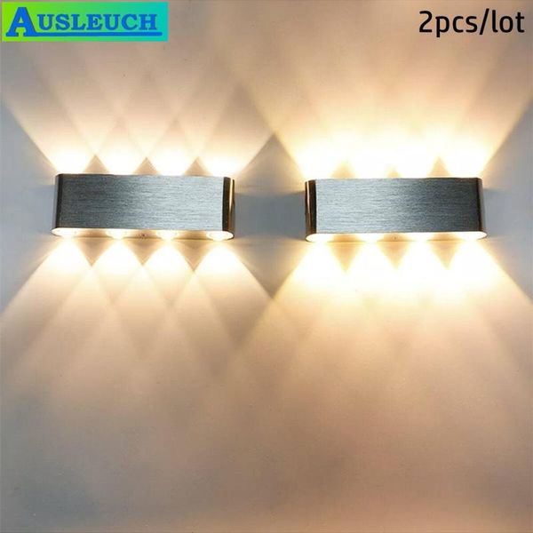 

2pcs aluminum wall lamp 220v 8w highpower led warm white 2800k for home decoration indoor background surface mount spoting light