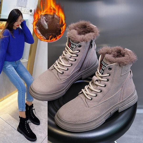

boots women winter snow fashion style high-shoes casual waterproof warm female ankle, Black