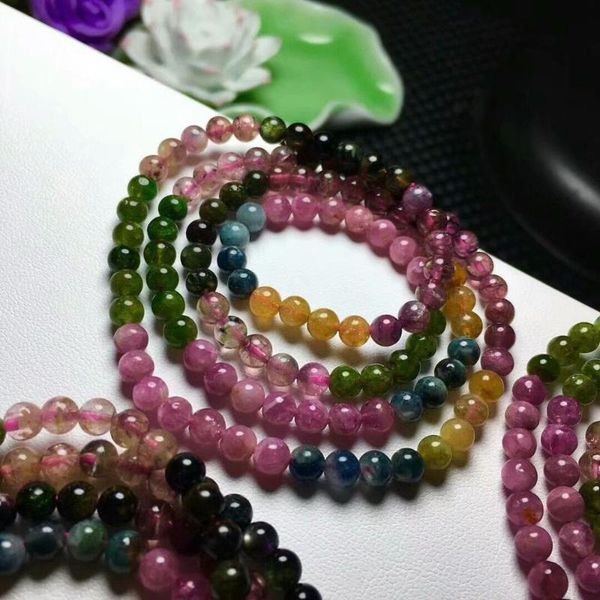 

natural colorful crystal beads bracelet 5-4.7mm 3rows beaded, strands, Black