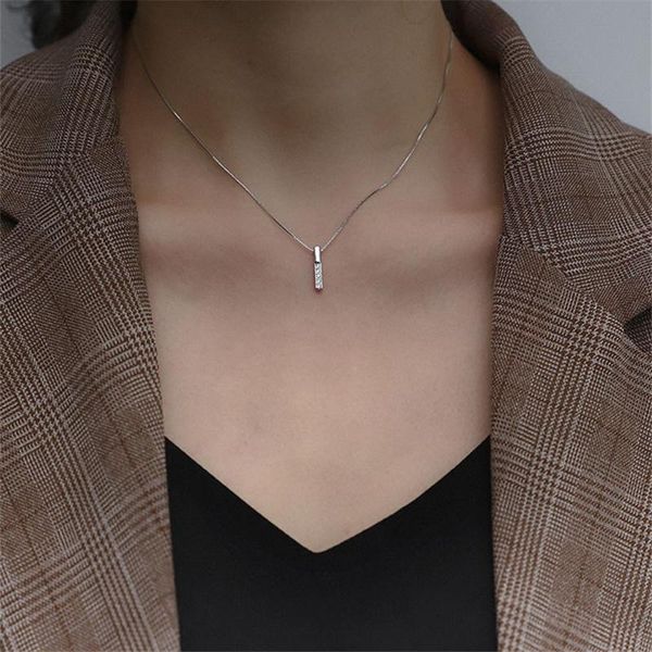 

pendant necklaces arrived 925 sterling silver zircon strip shape women jewelry accessories gift