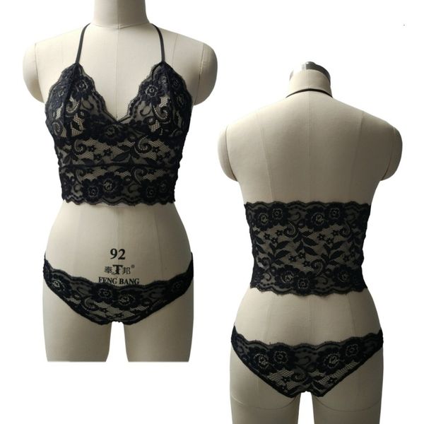 

chest women' underwear lace wrapped pajamas three-point suit sling bra, Red;black