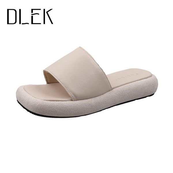 

slippers dlek women summer platform cool daily comfortable female wedges shallow outdoor casual ladies slides, Black