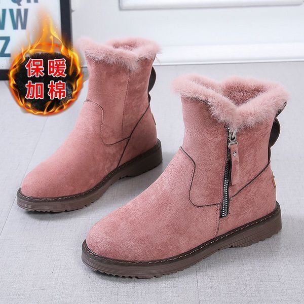 

boots women's warm snow boots for winter and velvet, cotton short tube, range, zipper shoes, korean version, 4t9y, Black