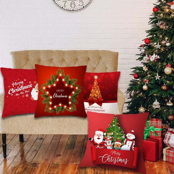 

interior decorations 4pc christmas series pillowcase washable non-fading sofa cushion pillow cover car case decoration