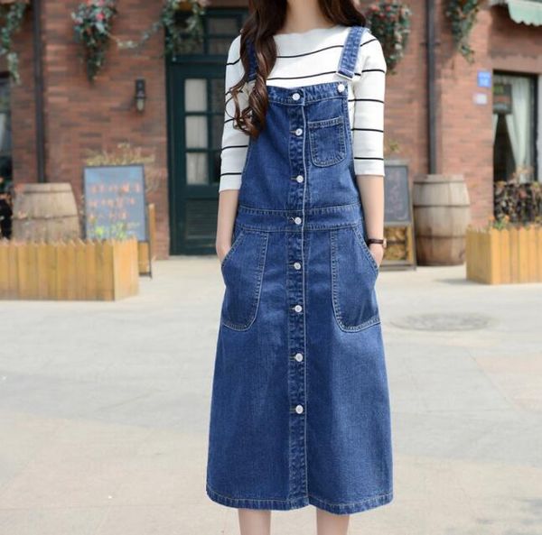 Casual Kleider 2021 Frauen Denim Kleid Frühling Sommer Einreiher Sommerkleid Overalls Jeans Plus Größe 628