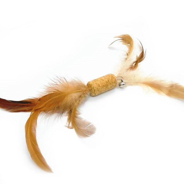 

cat toys 1pcs replacement toy faux feather refill teaser wand with small bell