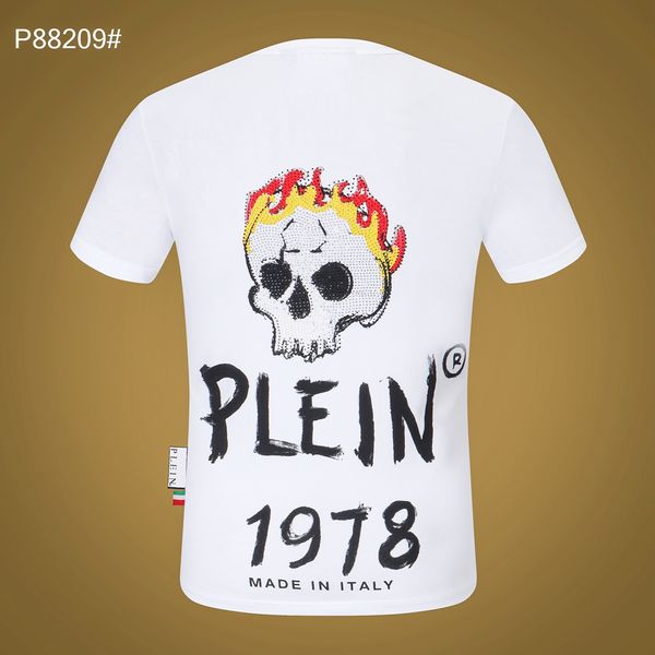 

plein bear t shirt mens designer tshirts brand clothing rhinestone skull men t-shirts classical hip hop streetwear tshirt casual tees pb 113, White;black