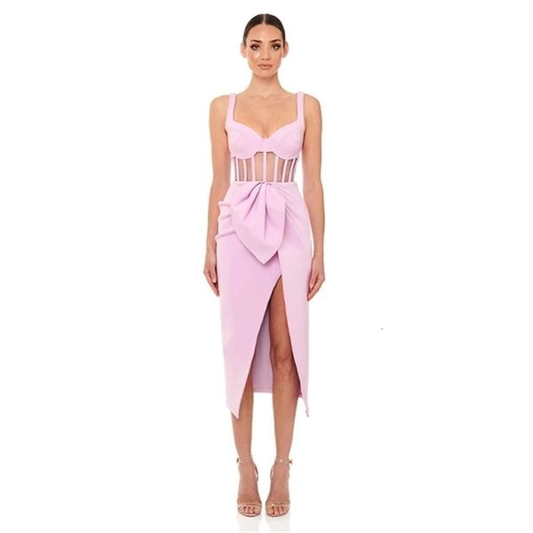 

casual dresses summer women pink spaghetti strap v-neck backless slim split bandage dress celebrity fashion cocktail party d, Black;gray