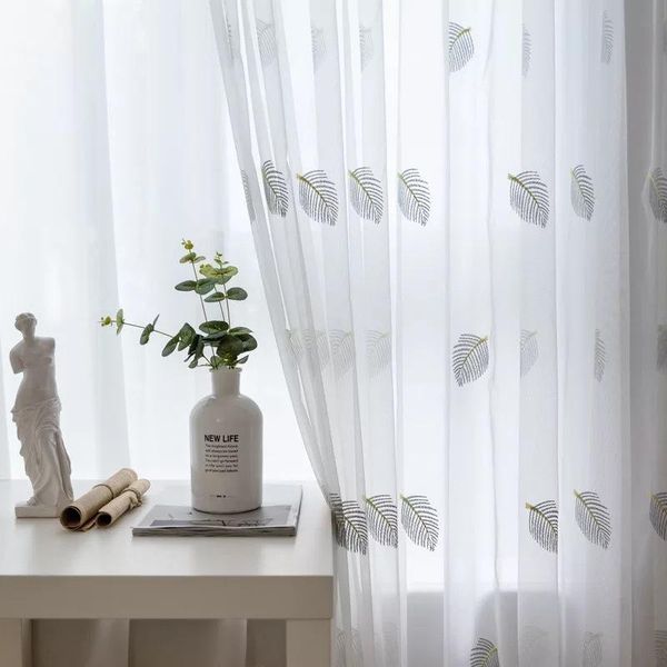 

curtain & drapes leaves embroidered window screen yarn shade bedroom curtains for living room tulle kitchen blackout hall garland balcony