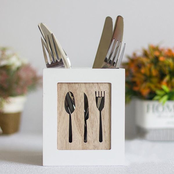 

tablespoon modern drain organizer tableware holder wooden box kitchen storage cutlery fork chopstick multifunctional & organization