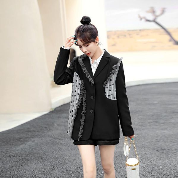 

women's suits & blazers fashion patchwork design slim casual black blazer coat for women spring autumn vintage elegant korean style lad, White;black