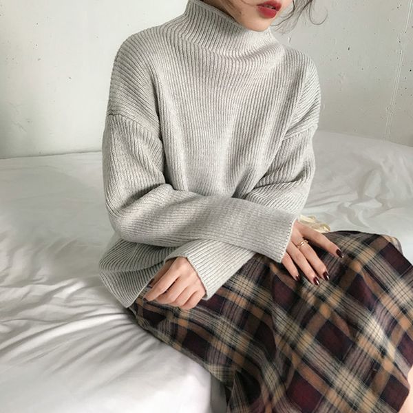 

jxmyy casual turtleneck thicken knitted sweater women jumpers long sleeve knitted winter sweater pullover female 210412, White;black