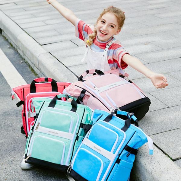 

orthopedics school backpack girl sweet candy color bag 40 cm children elementary rucksack 3-5-6 grade storage bags