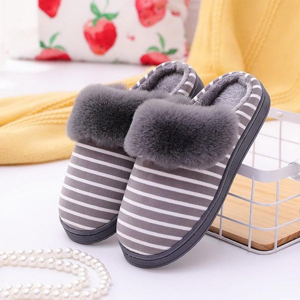 

slippers wenyujh indoor women winter warm 2021 adults women's letter printed plush flip flops home shoes cotton, Black