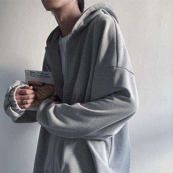 

men's hoodies & sweatshirts spring autumn korean cardigan sweatshirt for men and women loose bf harajuku all-match zipper jacket simple, Black
