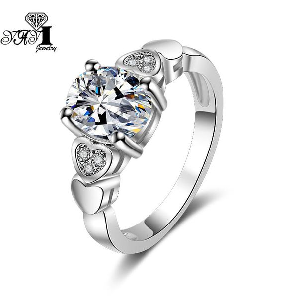 

wedding rings yayi jewelry princess cut 4.7ct white zircon silver filled engagement heart valentine's day girls ring 1110, Slivery;golden