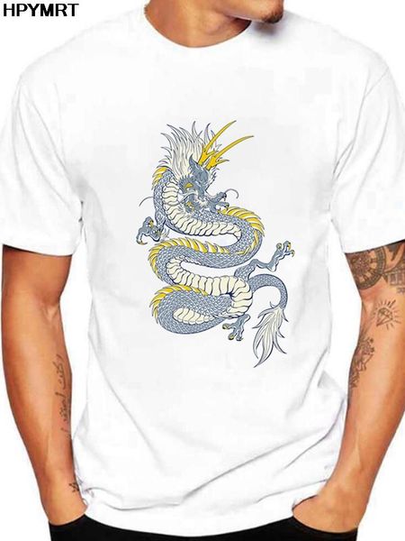 

men's t-shirts summer t shirt male harajuku dragon printed t-shirt men o-neck short sleeve casual tees fashion tshirts clothes, White;black